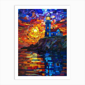 Lighthouse At Sunset 13 Art Print