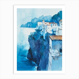 Blue Houses On The Cliff Art Print