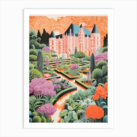 Chateau De Villandry Gardens Abstract Riso Style 2 Art Print