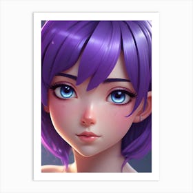 Anime Girl With Blue Eyes 1 Art Print