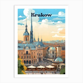 Krakow Poland Vacation Travel Illustration Art Print