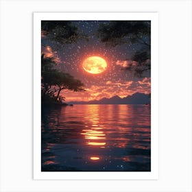 Full Moon Over Water 8 Art Print