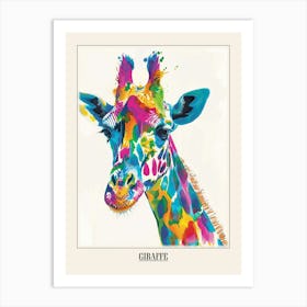 Giraffe Colourful Watercolour 2 Poster Art Print