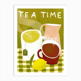 Tea Time Drink In Kitchen Art Print