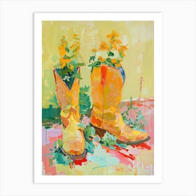 Cowboy Boots And Wildflowers Virginia Creepers Art Print