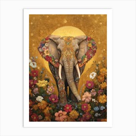 Elephant In Flowers Art Print