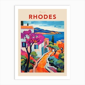 Rhodes Greece Fauvist Travel Poster Art Print