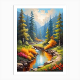 Stream In The Forest 1 Art Print