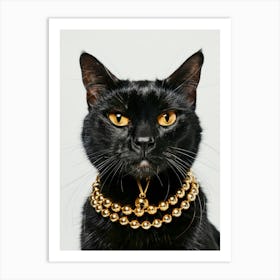 Cat With Gold Necklace 1 Art Print