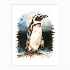 Humboldt Penguin Isabela Island Watercolour Painting 4 Art Print