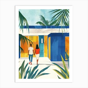 Illustration Of A Couple Walking To Their Home Art Print