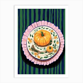 A Plate Of Pumpkins, Autumn Food Illustration Top View 30 Art Print