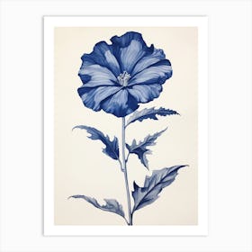 Blue Botanical Petunia Art Print