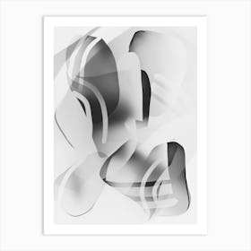 Black And White Moving Shapes Abstract Art Print