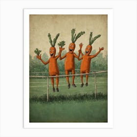 Carrots On A Fence Art Print