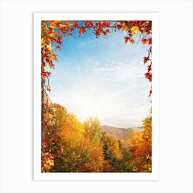 Bright Autumn Frame Encapsulating A Scene Of Seasonal Foliage Branches Laden With Various Hues Of R (2) Art Print