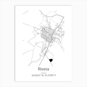 Rivera,Uruguay Minimalist Map Art Print