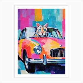 Mg Mgb Vintage Car With A Cat, Matisse Style Painting 0 Art Print