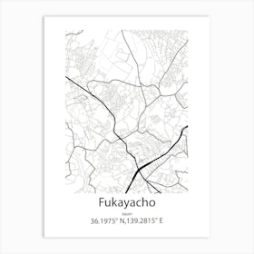 Fukayacho,Japan Minimalist Map Poster