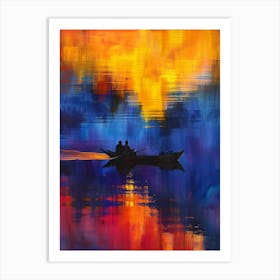 Sunset In A Boat Art Print