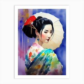 Asian Girl With Umbrella 2 Art Print