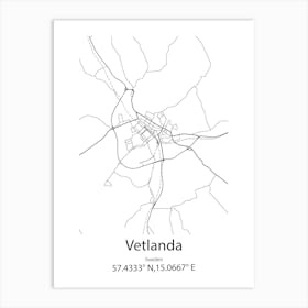 Vetlanda,Sweden Minimalist Map Art Print