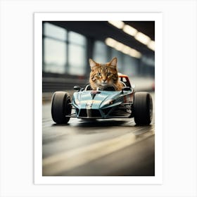 Cat In A Race Car Art Print