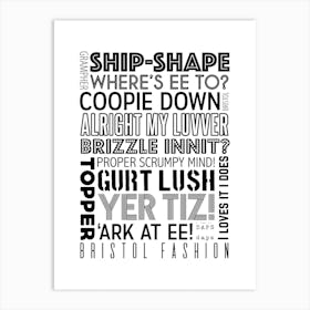 Bristolian Dialect Bristol Sayings Print Brizzle Art Print