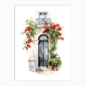 Marseille, France   Mediterranean Doors Watercolour Painting 1 Art Print