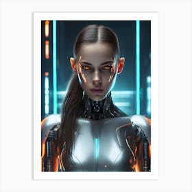 Cyberpunk Robot Girl Futuristic Art Print