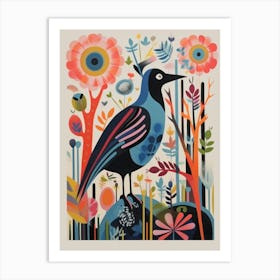 Colourful Scandi Bird Coot 1 Art Print