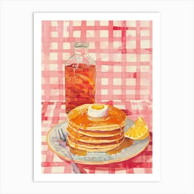 Pink Breakfast Food Pancakes With Honey 4 Art Print