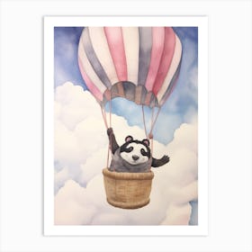 Baby Badger 1 In A Hot Air Balloon Art Print