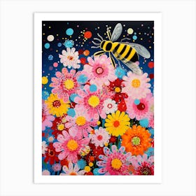 Bees Vivid Colour 1 Art Print