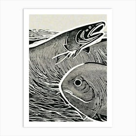 Sea Trout Linocut Art Print