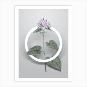 Vintage Morning Glory Flower Minimalist Botanical Geometric Circle on Soft Gray n.0562 Art Print