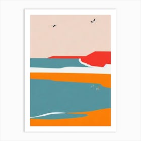 Hayle Towans Beach Cornwall Midcentury Art Print