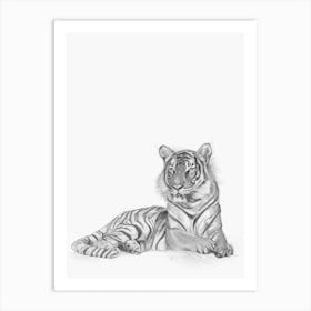 Tiger Handrawn Black And White Art Print