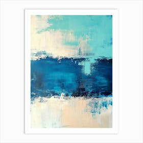 Teal And Beige Abstract 1 Art Print