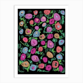 Flowers In The Night Pattern Art Print