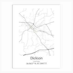 Dickson,United States Minimalist Map Art Print