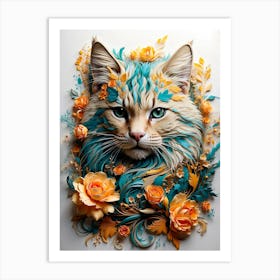 Floral Cat 1 Art Print