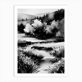 Black And White Landscape Painting Art Print