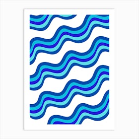 Blue Wavy Pattern Art Print