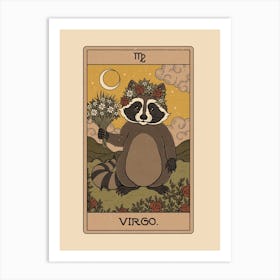 Virgo Raccoons Zodiac Art Print
