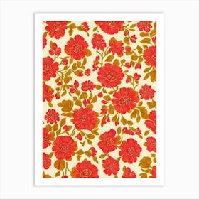 Firethorn Floral Print Warm Tones1 Flower Art Print