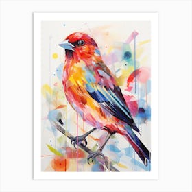 Bird Painting Collage Finch 3 Art Print