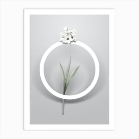 Vintage Ixia Maculata Minimalist Floral Geometric Circle on Soft Gray n.0186 Art Print