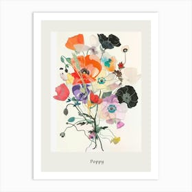Poppy Collage Flower Bouquet Poster Art Print
