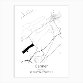 Benner,United States Minimalist Map Art Print